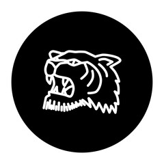 black and white illustration of a tiger icon