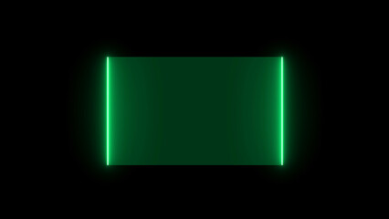 Green Neon Rectangle Border on Black Background Abstract Background frame glowing
