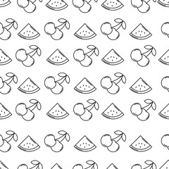 Fruit Outline Seamless Pettern