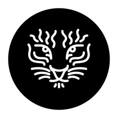black and white illustration of a tiger icon