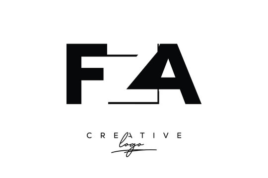 FZA Creative Minimalistic Negative Space Latter Logo with Modern Monogram for Branding and Business Letter mark Logo with Initial Letters Logo Design for Branding.	