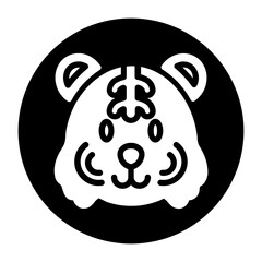 black and white illustration of a tiger icon