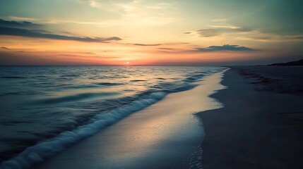 Serene photo of a calm river reflecting golden clouds