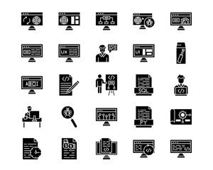 Computer Programming Line Vector Icons