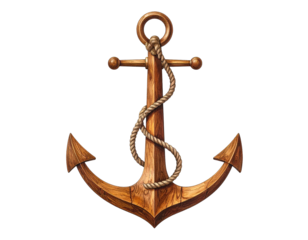 Detailed illustration of a wooden anchor with rope (2)