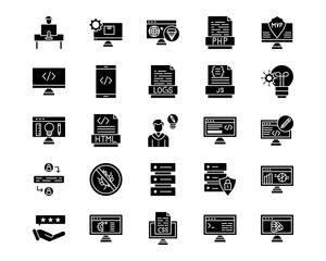 Computer Programming Line Vector Icons