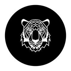 black and white illustration of a tiger icon