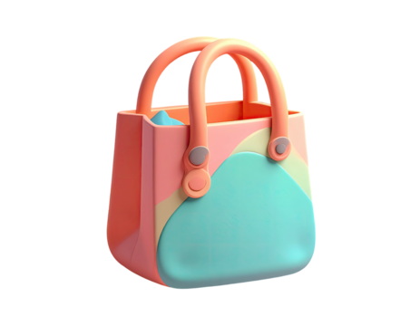 Colorful 3D rendered tote bag with pastel hues