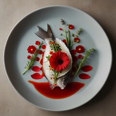 Gourmet Fish Plating with Floral Touch