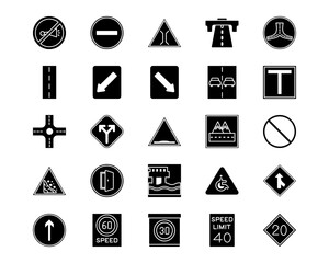 Road Signs Line Vector Icons