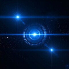 Obraz premium Dynamic Blue Light Flares and Glowing Central Orb Creating a Futuristic Abstract Background with Digital Effects