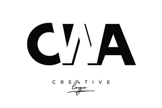 CWA Creative Minimalistic Negative Space Latter Logo with Modern Monogram for Branding and Business Letter mark Logo with Initial Letters Logo Design for Branding.	