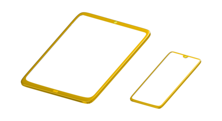 illustration of a phone and tablet in gold color