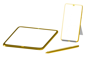 illustration of a phone and tablet in gold color