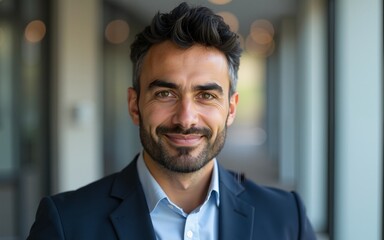 Portrait of middle eastern businessman looking at camera. High quality