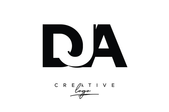 DJA Creative Minimalistic Negative Space Latter Logo with Modern Monogram for Branding and Business Letter mark Logo with Initial Letters Logo Design for Branding.	