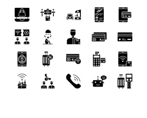 Untact World Line Vector Icons