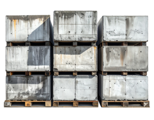 Concrete Blocks Piled in Industrial Site, Building Material Isolated PNG