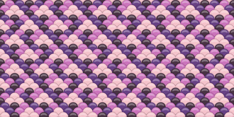 Abstract seamless pattern with overlapping scales in shades of pink and purple.  Ideal for textile design, website backgrounds, or decorative projects. © Olena