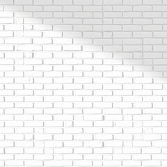 Fototapeta premium White brick wall texture with diagonal sunlight shadow.