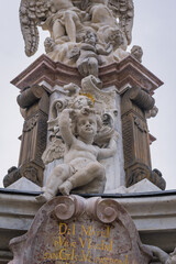 Marian Plague Column on one of the squares of Old Town in Uherske Hradiste, small city in Czech Republic