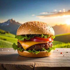 Delicious burger at sunset (1)