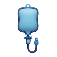 3D vector illustration of IV drip bag with tube, flat cartoon style intravenous infusion equipment for hospital, clinic, healthcare, and medical treatment design, SVG isolated on white background