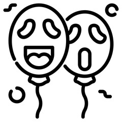 Halloween balloon. This is a vector single icon with a dashed line style. It is suitable for various purposes, including website design, mobile app design, and logo design.