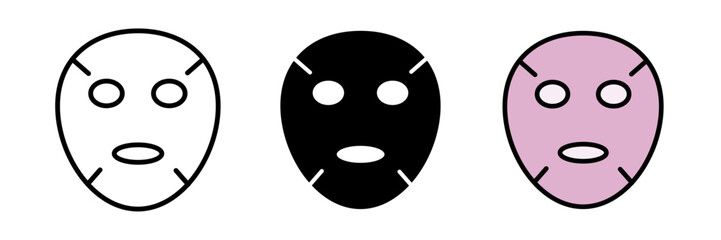 Face sheet mask icon monochrome icon stroke, filled and colored concept for web design.