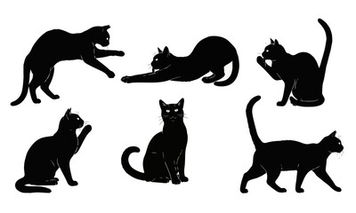 Set of Black Cat Silhouettes