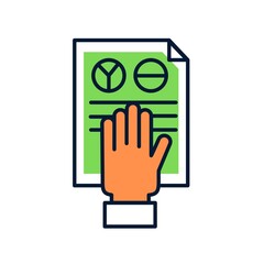 Hand holding green screen icon vector illustration