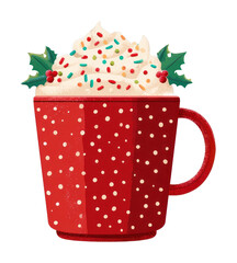 PNG Festive mug with whipped cream.