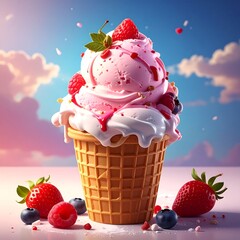 Delicious ice cream sundae