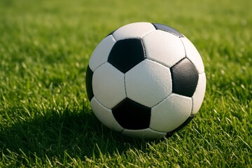 Fototapeta premium Classic Soccer Ball on Green Grass