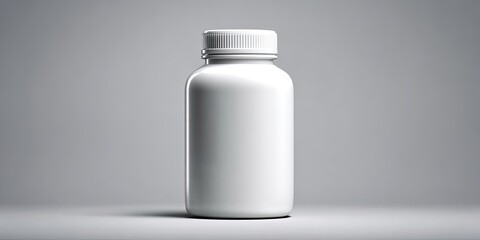 Blank white plastic bottle against a gray background