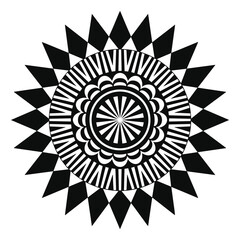 Black and White Geometric Mandala with Diamond and Triangle Motifs Keywords: mandala, geometric