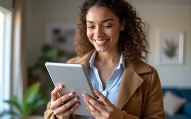 Woman holding digital tablet. High quality