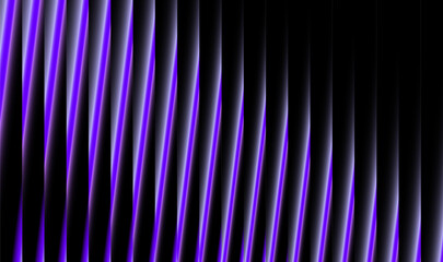 Diagonal violet gradient stripes on black background. Iridescent glowing bars resemble holographic tubes cut at an angle, giving a futuristic abstract effect.