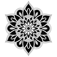 Detailed Black and White Mandala with Floral Motifs geometric pattern