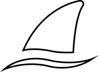 Shark fin moving icon, Silhouette bold and minimal in Water for Ocean and Danger Themes, depicting marine life suitable for logos, transparent . icons, or nautical designs, mobile apps or ui
