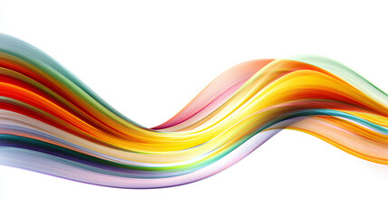Graphic rainbow on white background. Abstract colourful wave with light and curve effect. Bright spectrum illustration. Isolated decorative element. Stock Illustration