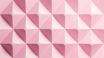Photo-realistic repeating geometric pattern with 3D pink diamond shapes, warm soft pink gradient tones, subtle metallic sheen on diamond surfaces, 
