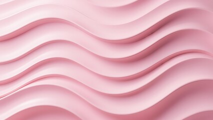 Photorealistic pink matte wall with 3D wavy textures, adjusted wave positions and fewer curves, soft pink tone, smooth surface, realistic material, modern simple background