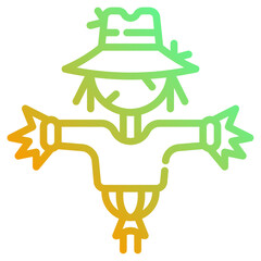 Scarecrow. This is a vector single icon with a dashed line gradient style. It is suitable for various purposes, including website design, mobile app design, and logo design.