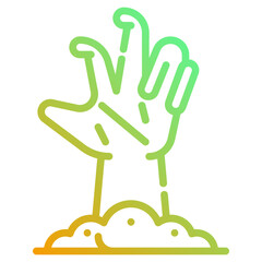 Zombie hand rising. This is a vector single icon with a dashed line gradient style. It is suitable for various purposes, including website design, mobile app design, and logo design.