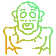 Zombie. This is a vector single icon with a dashed line gradient style. It is suitable for various purposes, including website design, mobile app design, and logo design.
