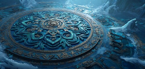 Atlantean codex showing ocean-pressure stabilization runes in blue hues