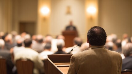 Lecture hall, podium, speech