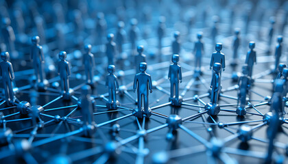 3D Human Figures on Network Nodes, Teamwork and Communication Concept