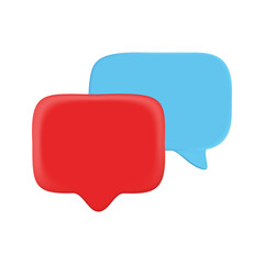 chat,message,social 3d realistic blue and red overlapping speech bubbles for chat message or social media communication